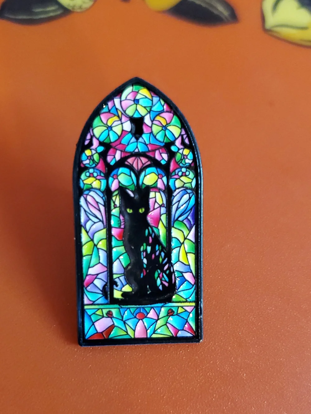 Stained Glass Cat Enamel Pin - Multicolor
